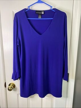 Antthony Plus V-Neck Long Sleeve Tunic in Deep Purple Size Large.